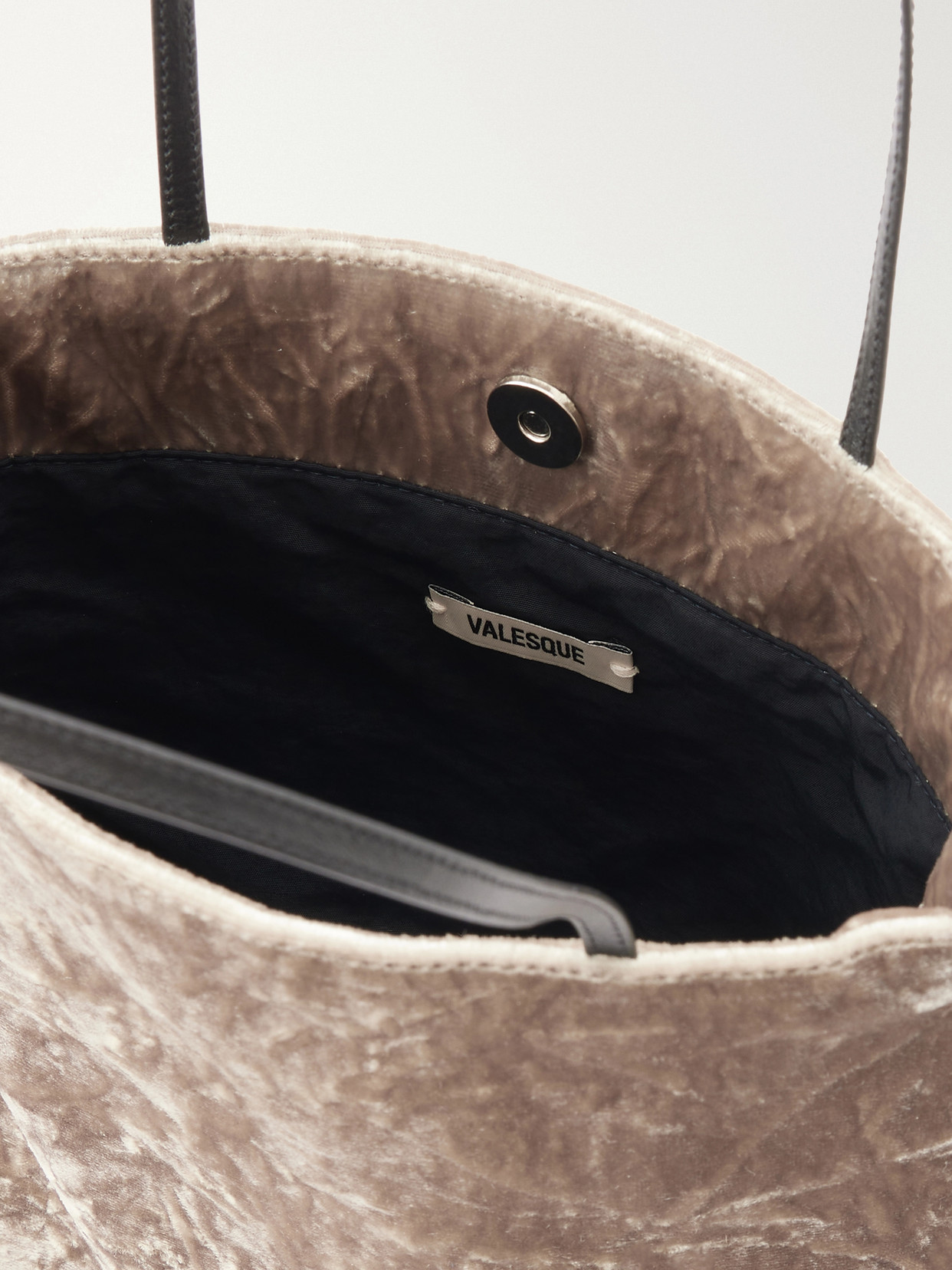 Thea Leather-Trimmed Crushed-Velvet Tote Bag