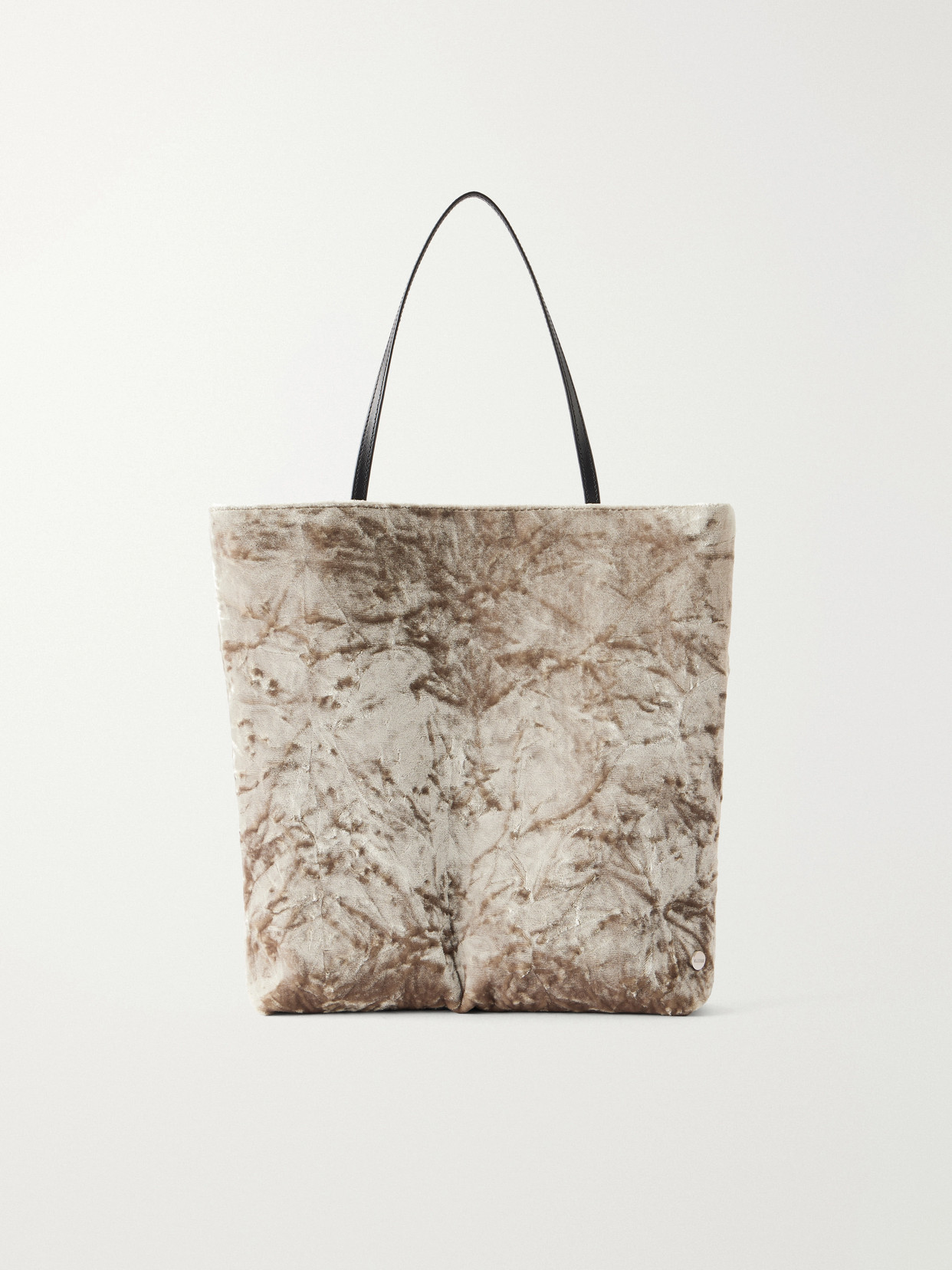 Valesque Thea Leather-trimmed Crushed-velvet Tote Bag In Brown