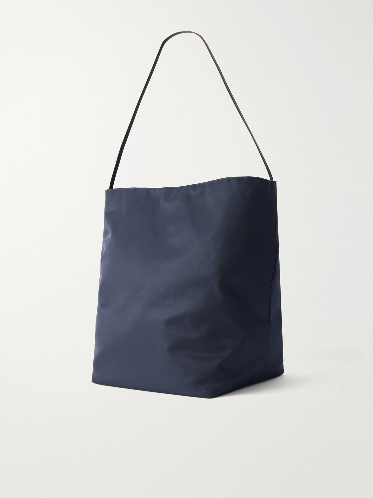 Bucket Leather-Trimmed Satin-Shell Tote
