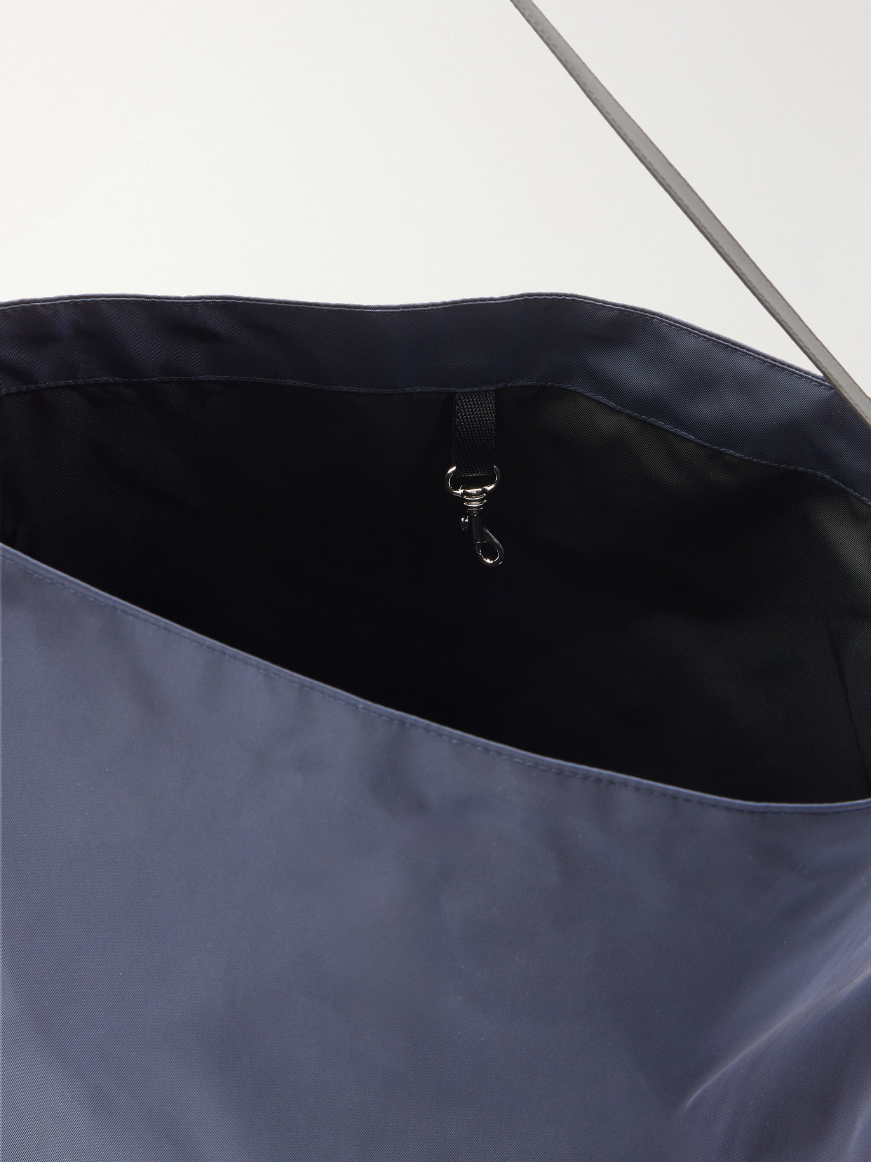 Bucket Leather-Trimmed Satin-Shell Tote