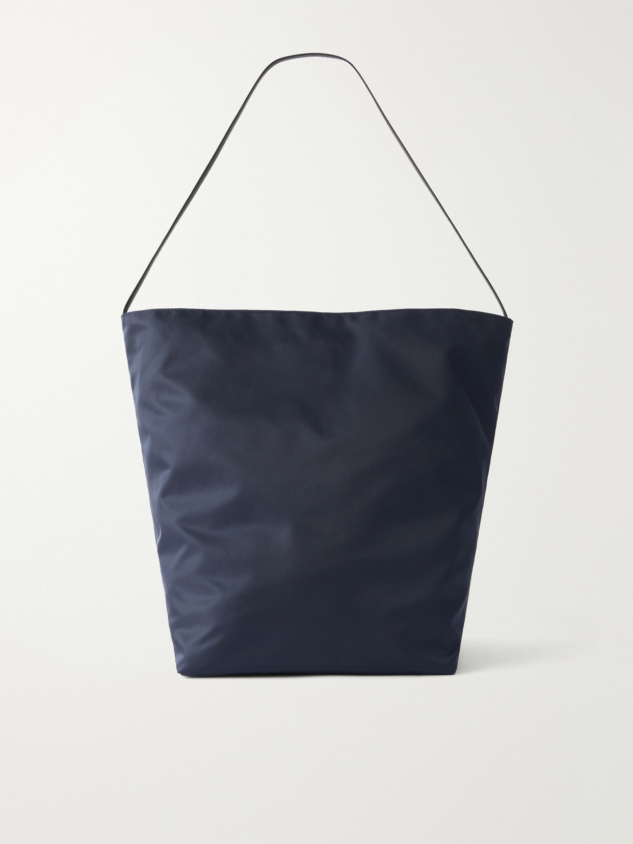 Valesque Bucket Leather-trimmed Satin-shell Tote In Blue