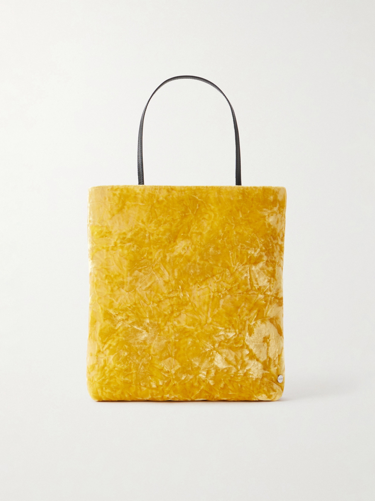 Valesque Thea Leather-trimmed Crushed-velvet Tote In Yellow