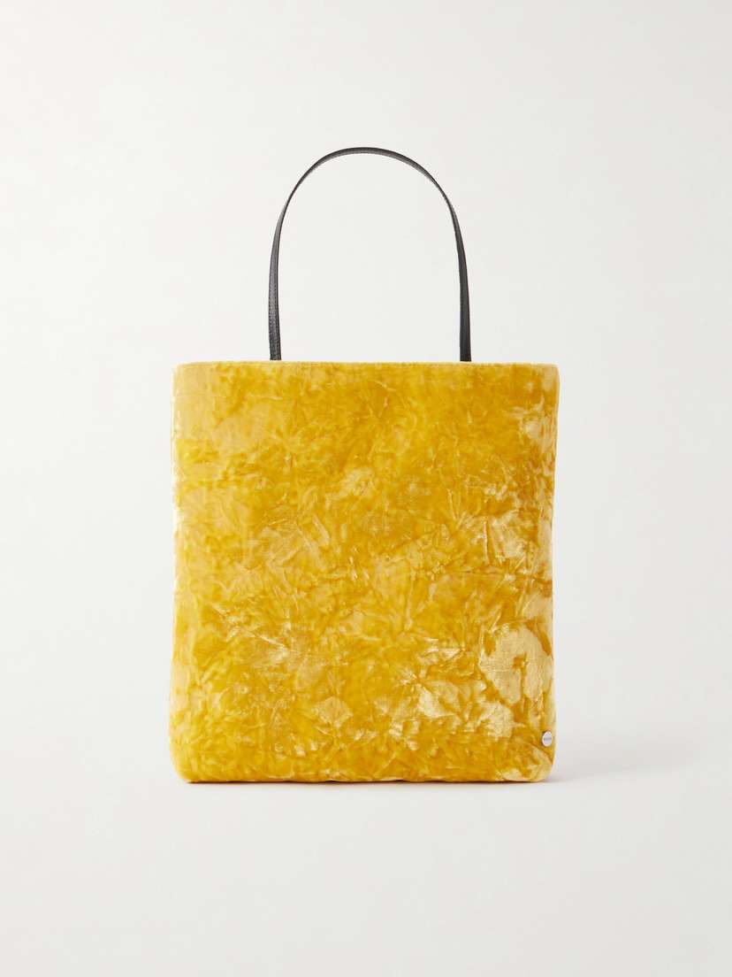 Valesque Thea Leather-trimmed Crushed-velvet Tote