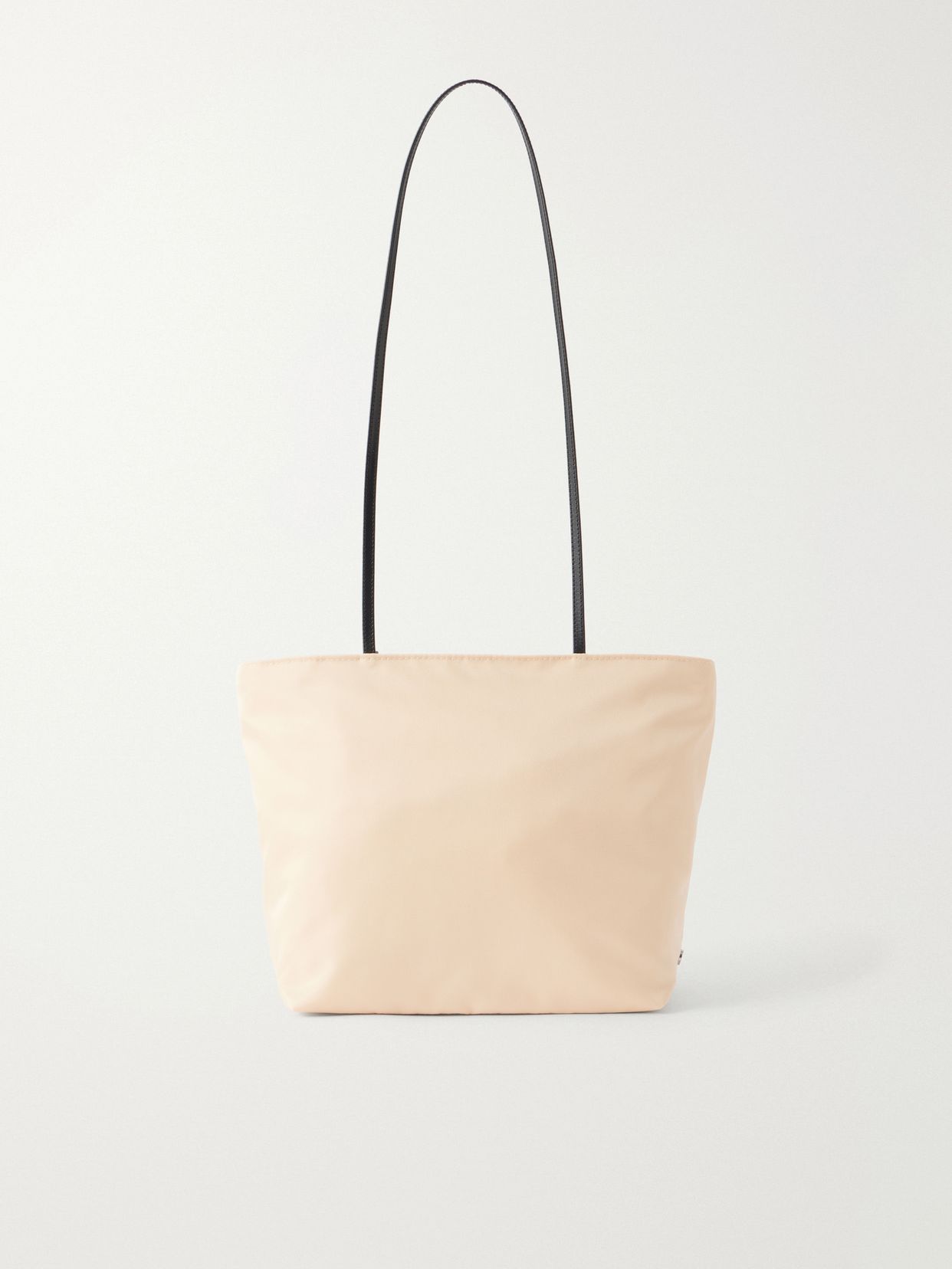 Spaghetti leather-trimmed nylon shoulder bag