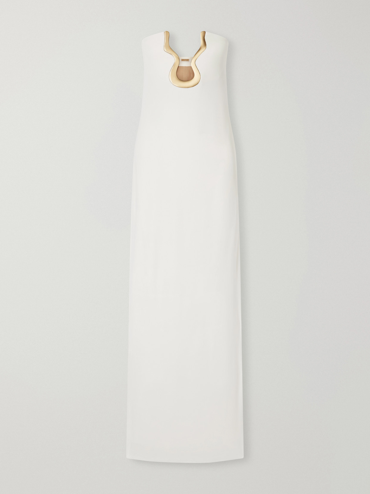 Cult Gaia Abril Strapless Embellished Stretch-crepe Maxi Dress In Neutral