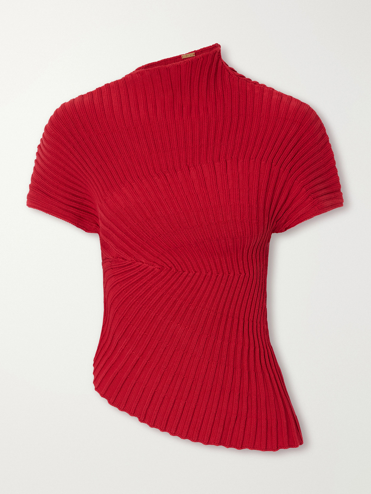 Annemie Asymmetric Rib-Knitted Cotton Top