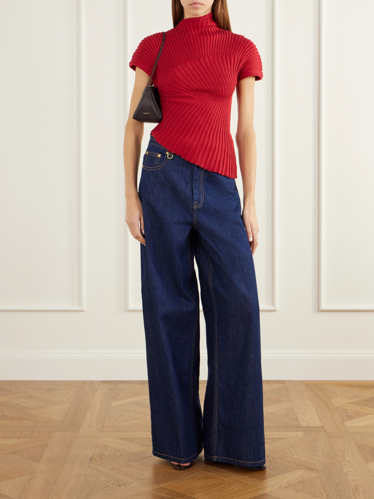 Annemie Asymmetric Rib-Knitted Cotton Top