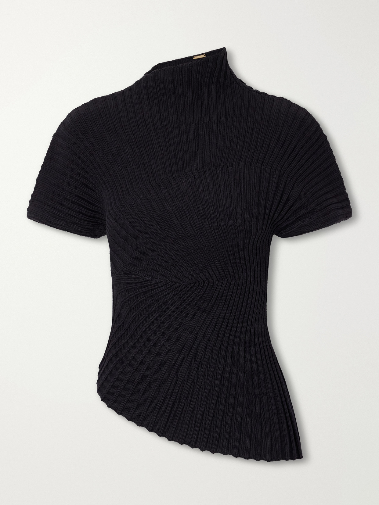 Annemie Asymmetric Rib-Knitted Cotton Top