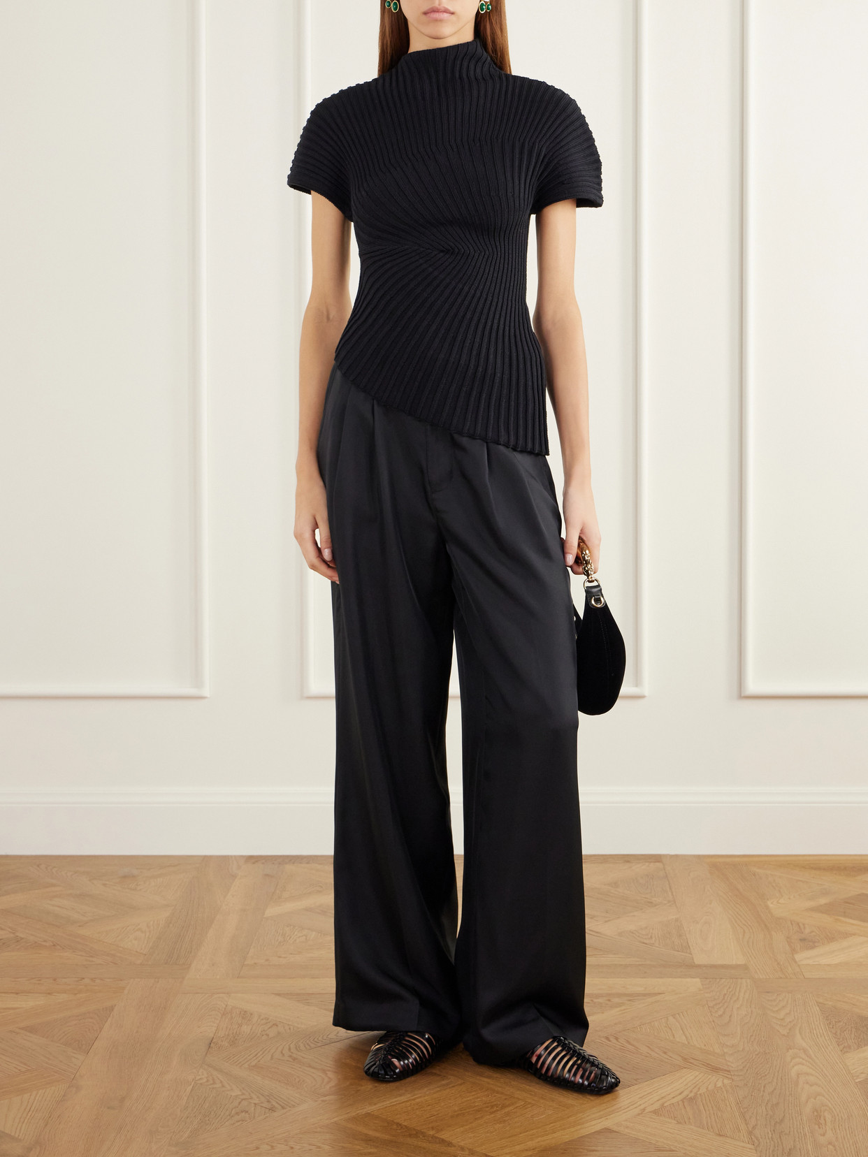 Annemie Asymmetric Rib-Knitted Cotton Top