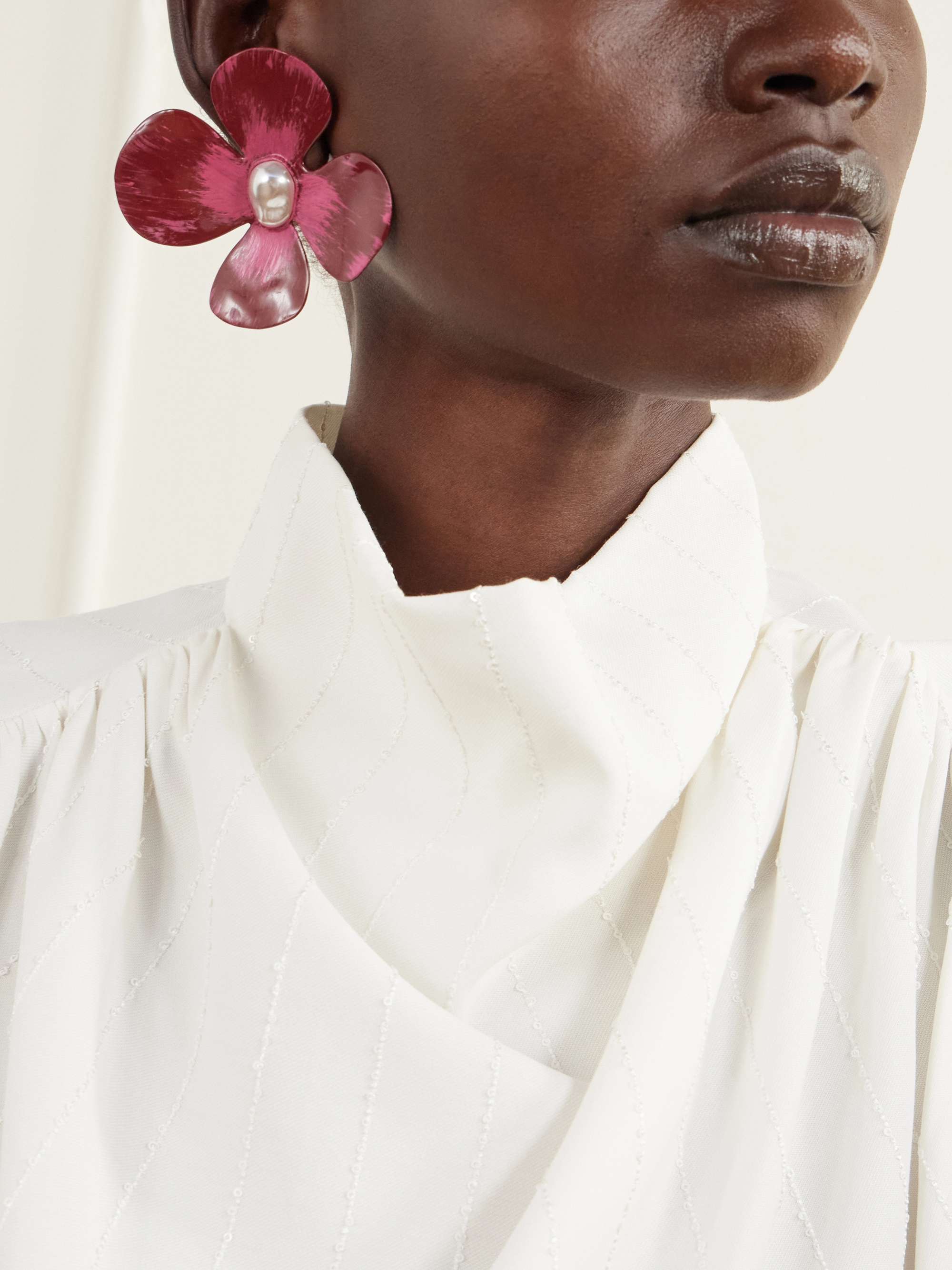 CULT GAIA Lucky pearl-effect enamel gold-tone earrings | NET-A-PORTER