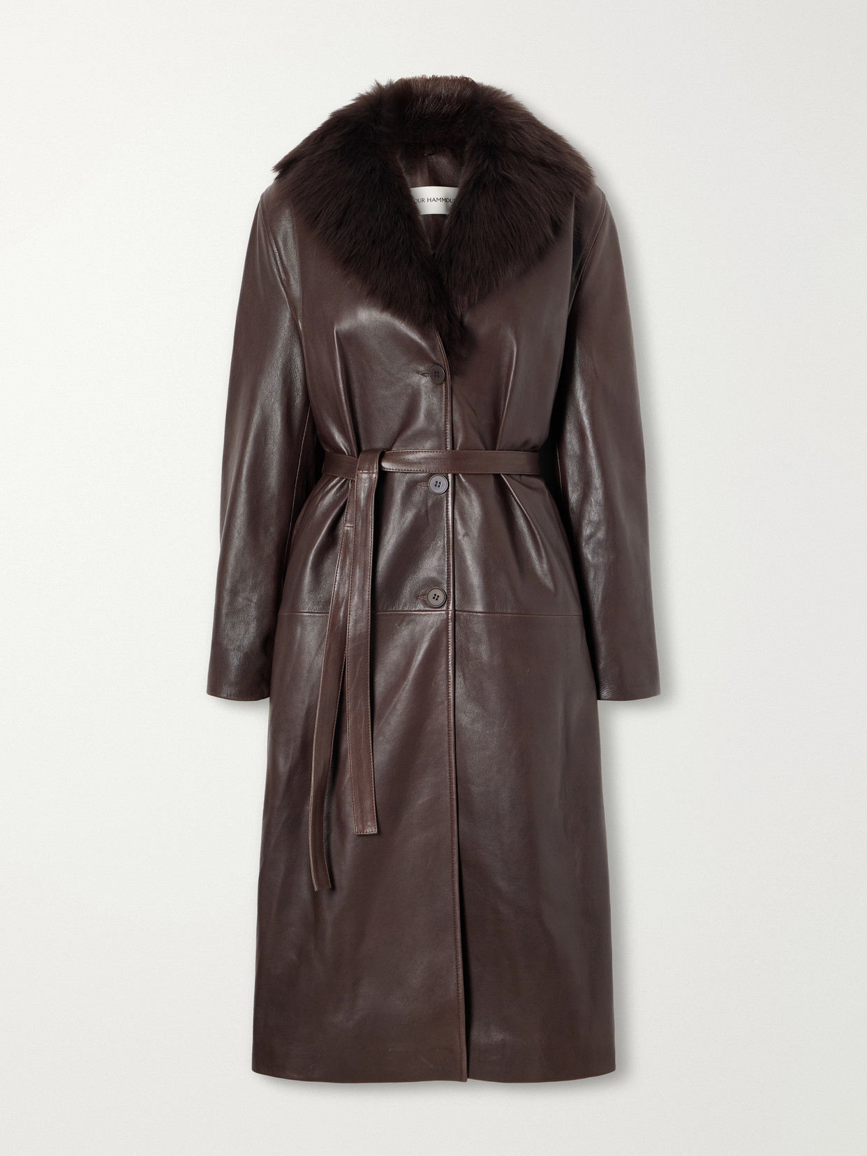Niven Belted Shearling-Trimmed Leather Trench
