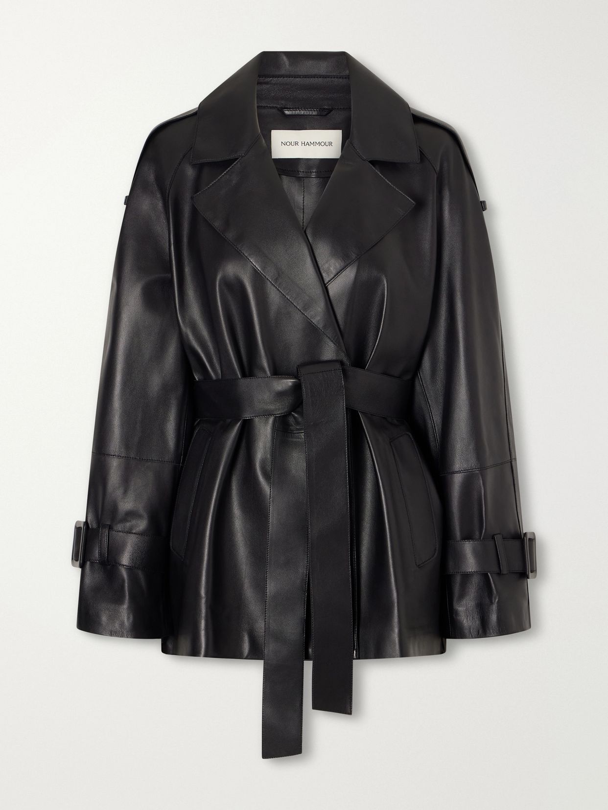 Nera belted leather jacket