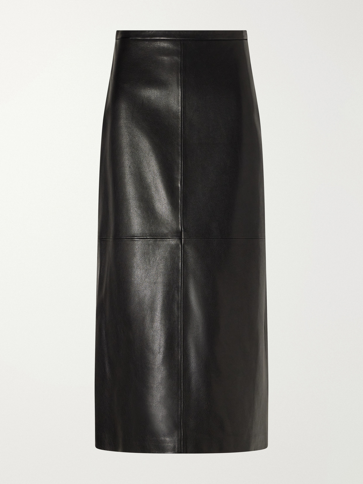 Nour Hammour Alana Paneled Leather Midi Skirt In Black