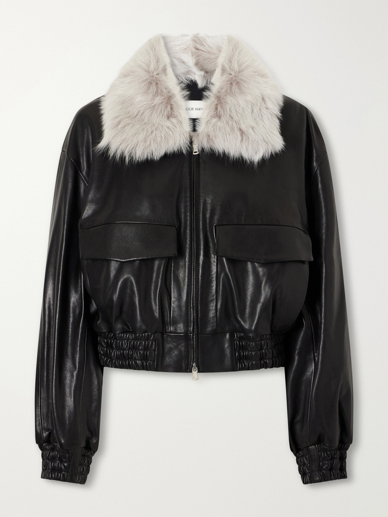 Nour Hammour Ellery Shearling-trimmed Leather Jacket In Black
