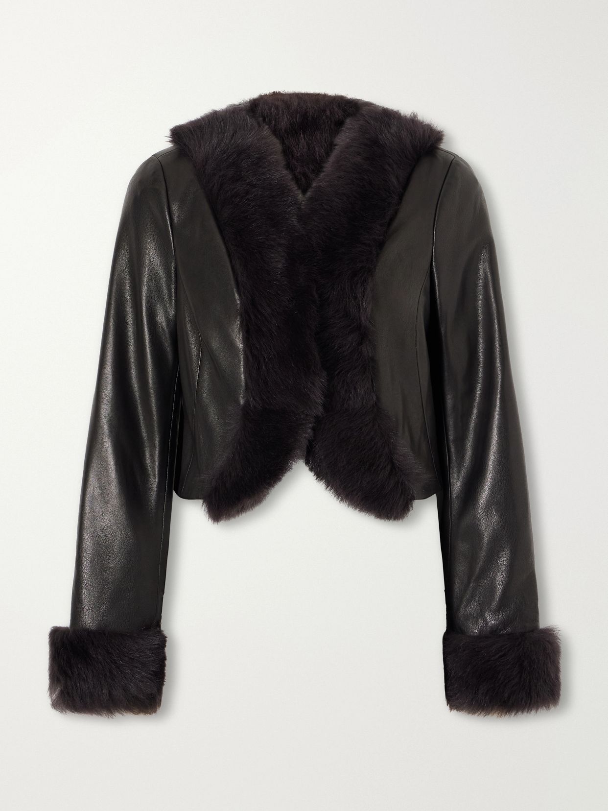 Sofie cropped shearling-trimmed leather jacket