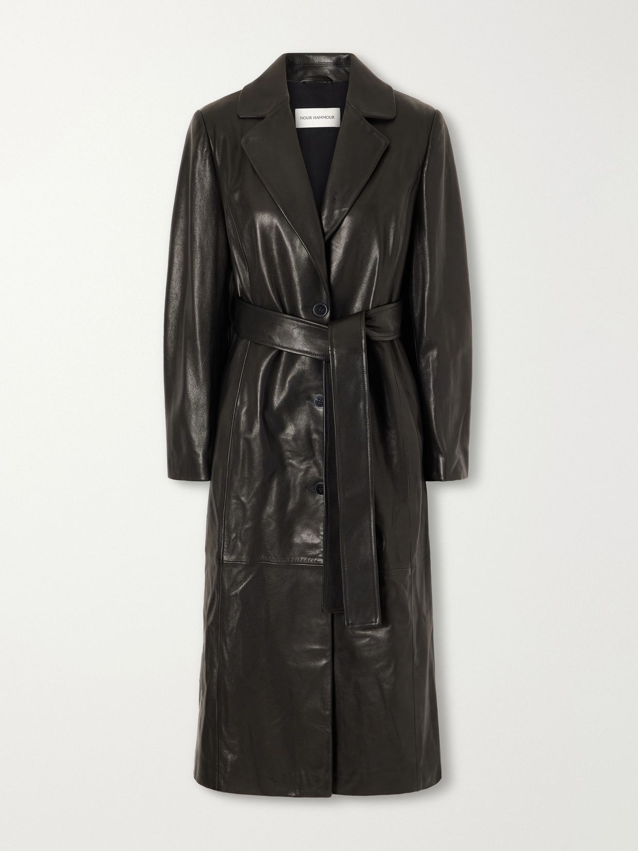 Camden belted leather coat