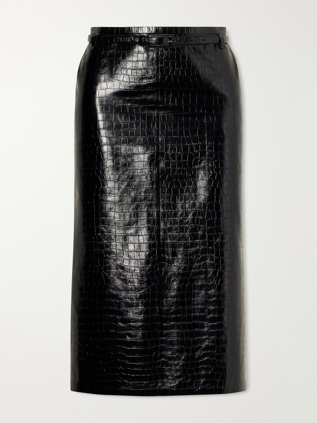 Belted Croc-Effect Midi