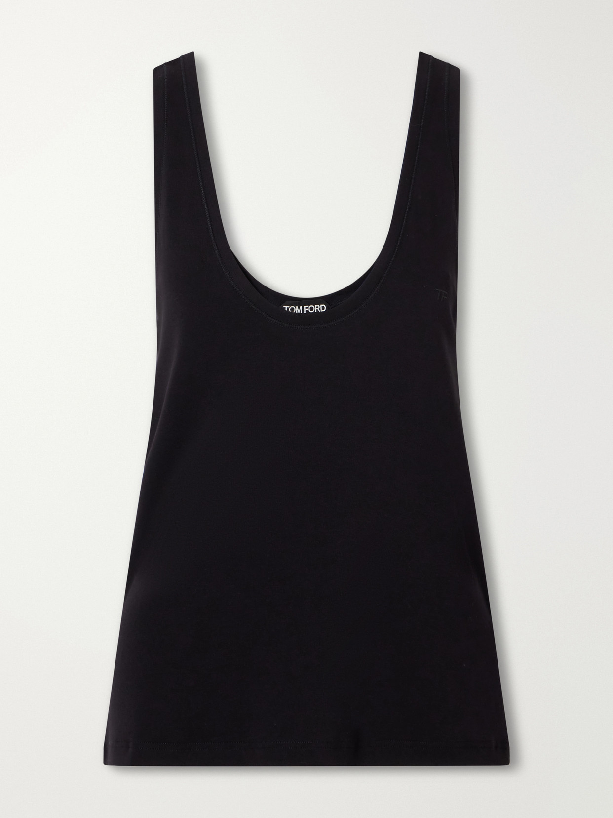 Tom Ford Ribbed Stretch-cotton Jersey Tank In Black