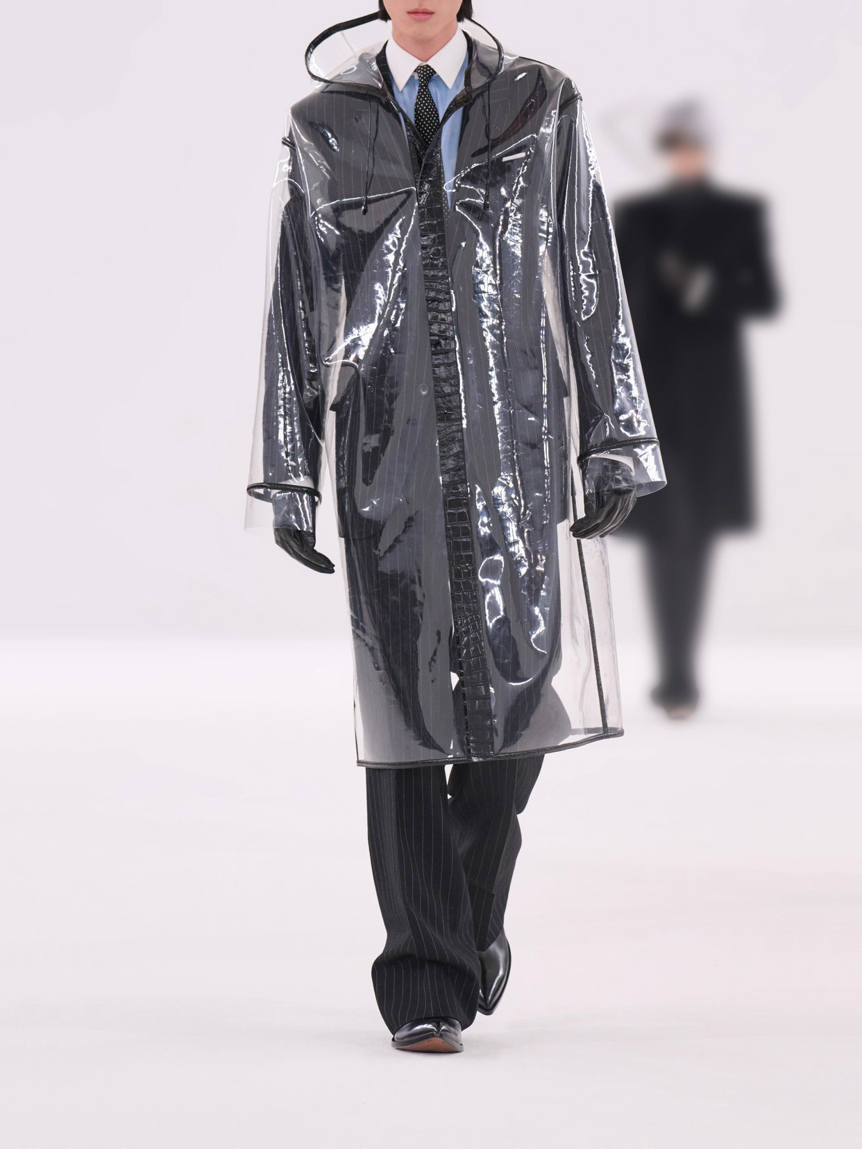 Croc-Effect Leather-Trimmed Tpu Coat