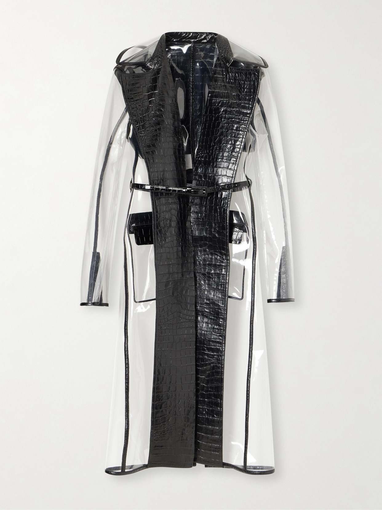 Tom Ford Croc-effect Leather-trimmed Tpu Coat In Neutral
