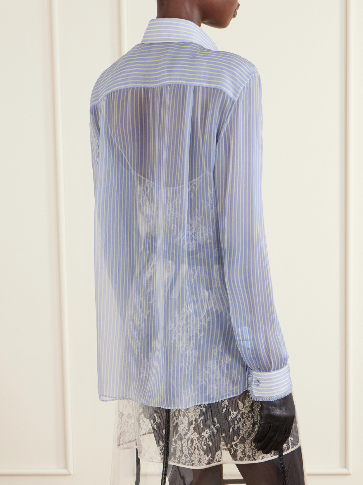 Striped Silk-Chiffon Shirt