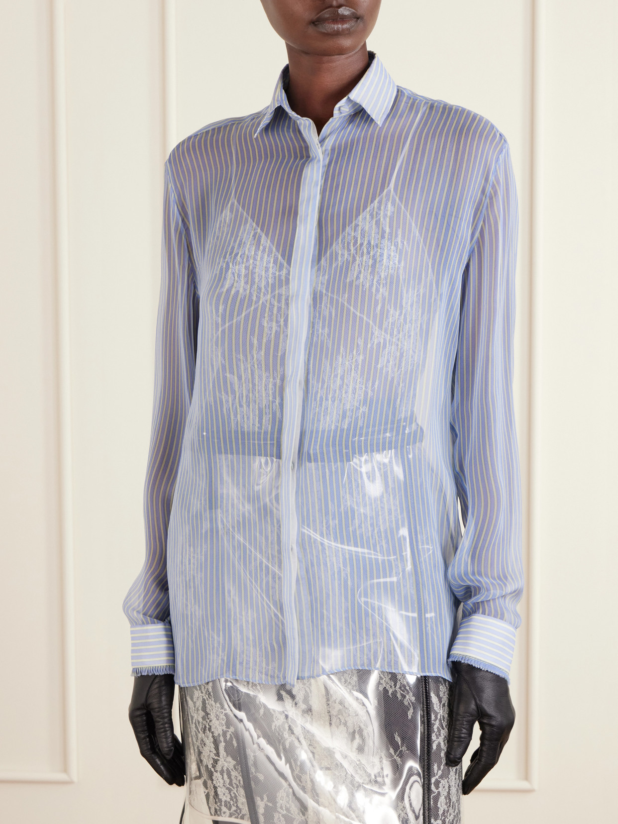 Striped Silk-Chiffon Shirt