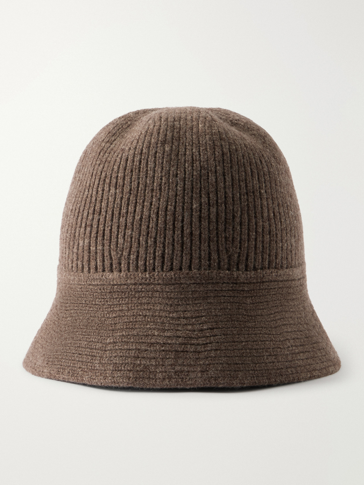 Nour Hammour Bruno Ribbed Merino Wool And Cashmere-blend Bucket Hat In Brown