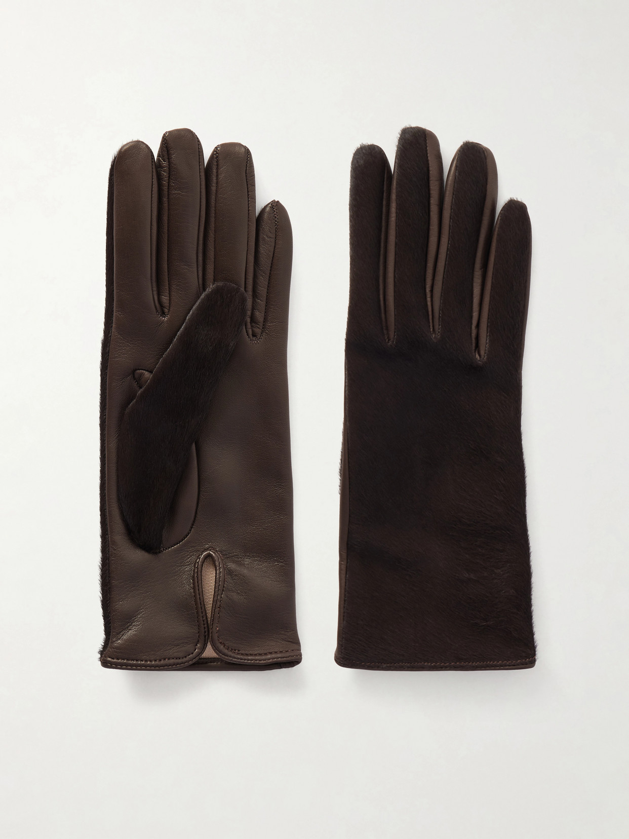 Nour Hammour Calf Hair Gloves In Brown