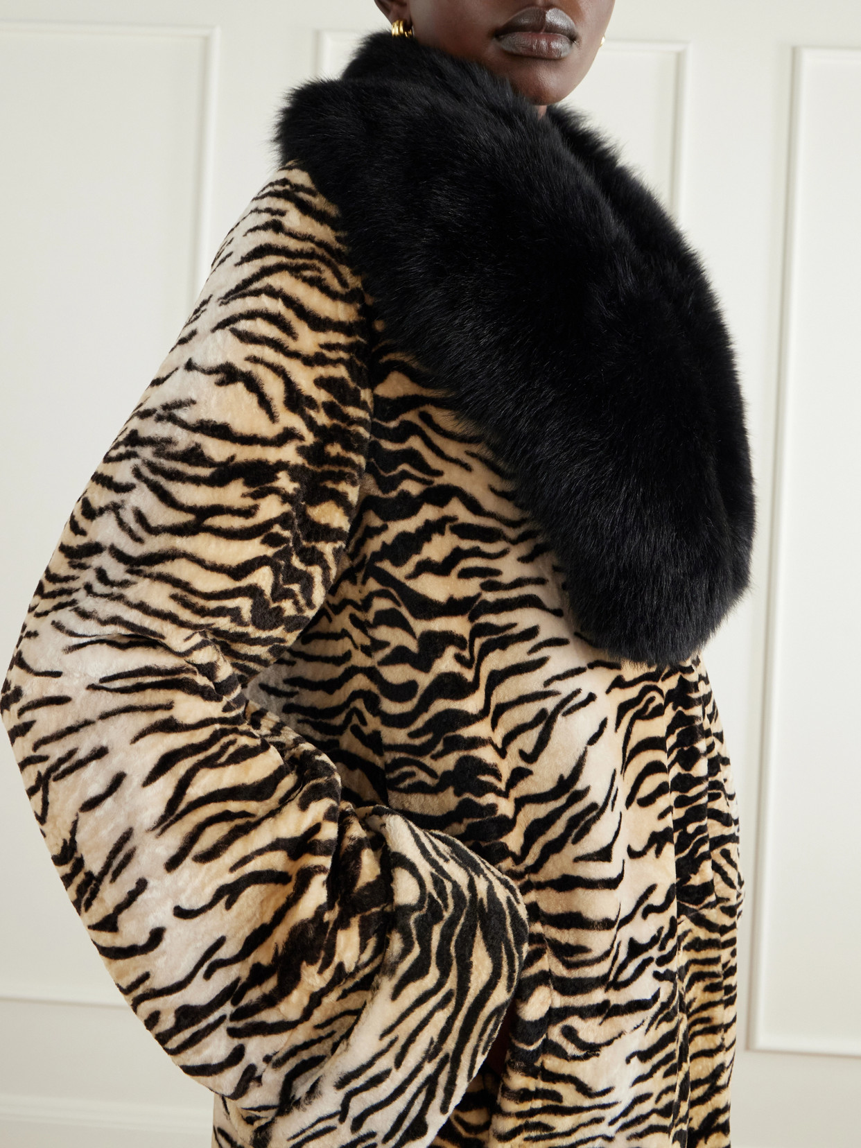 Nina Tiger-Print Shearling Coat