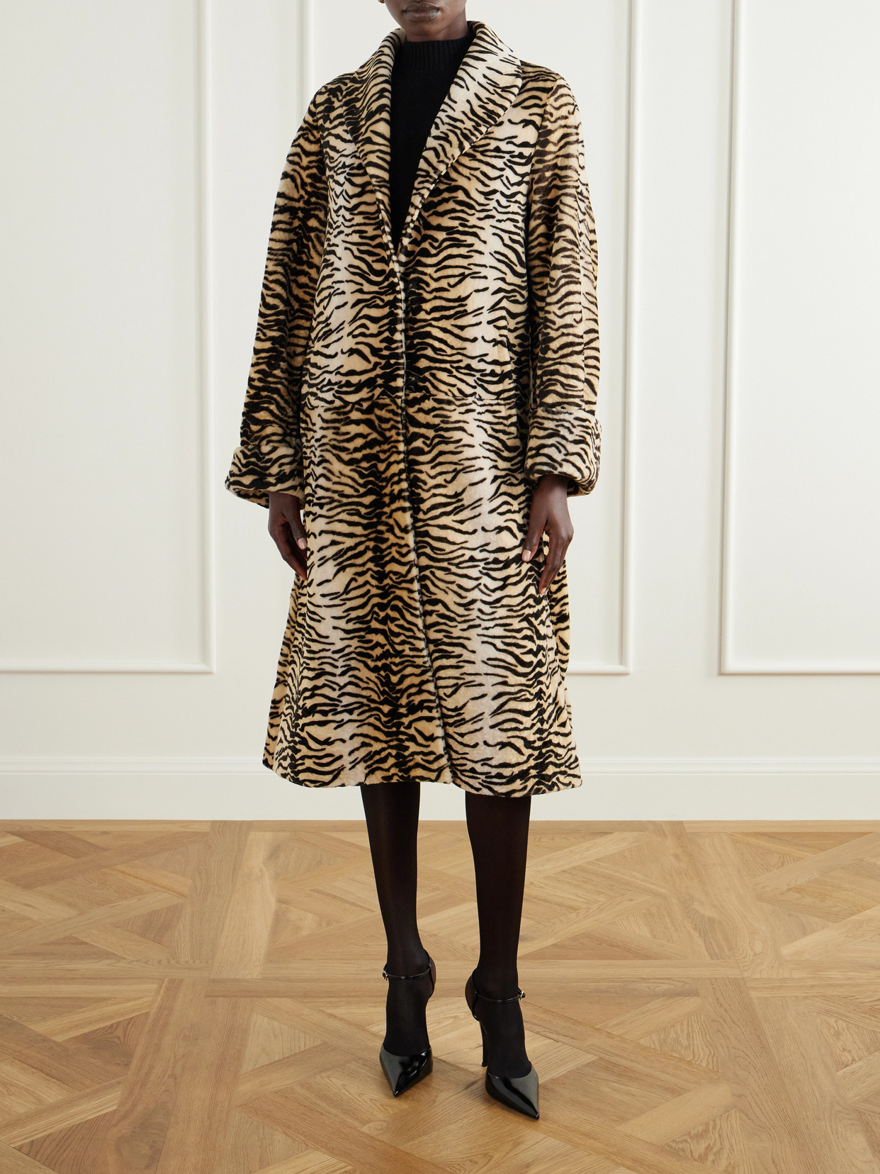 Nina Tiger-Print Shearling Coat