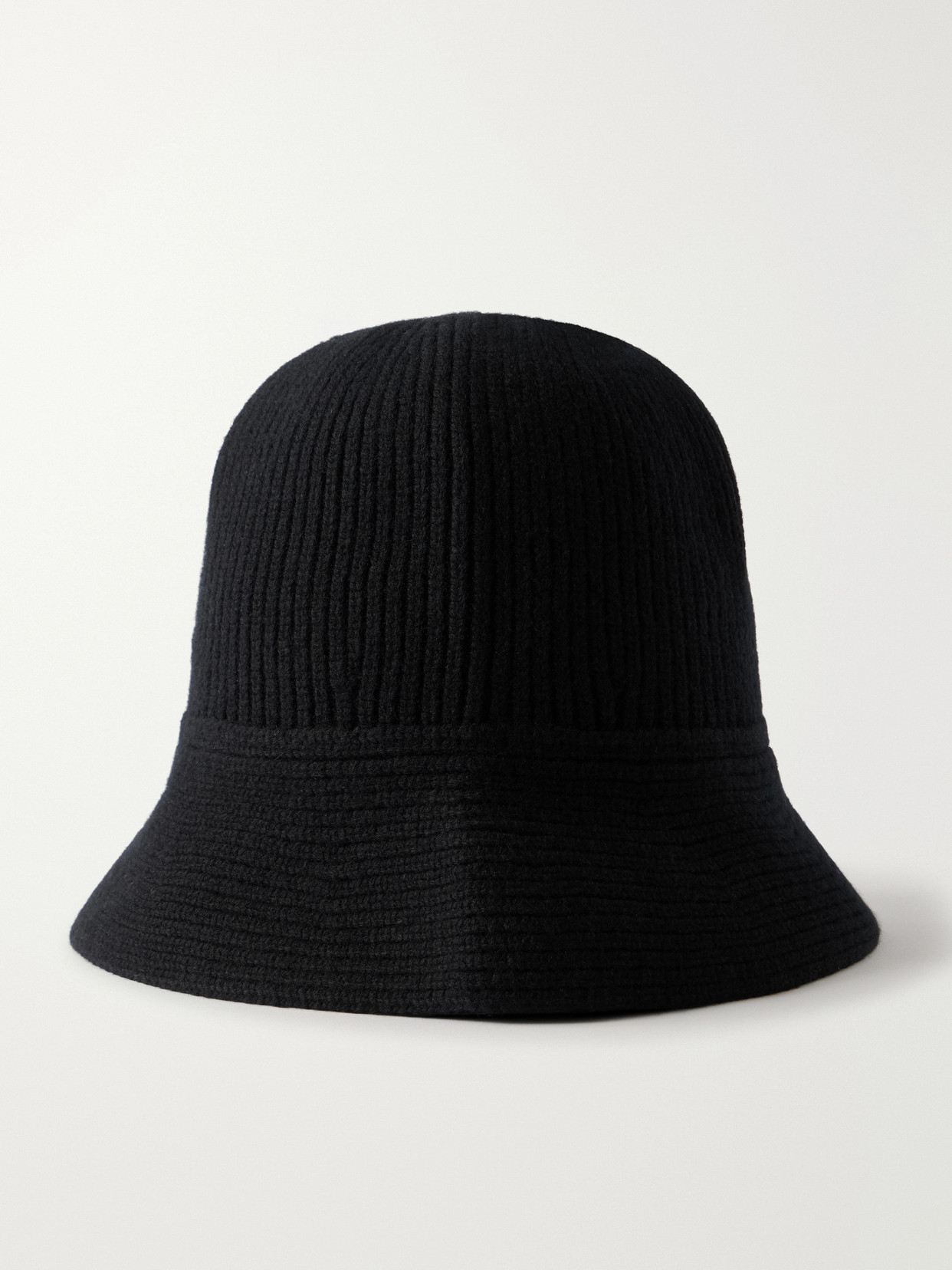 Nour Hammour Bruno Ribbed Merino Wool And Cashmere-blend Bucket Hat In Black