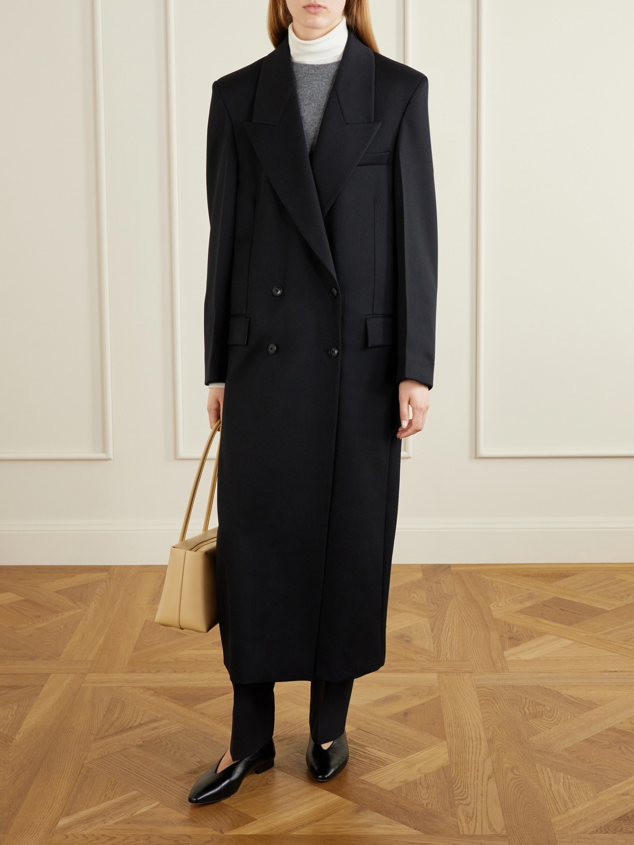 Rohe Double-breasted Wool Coat In Blue