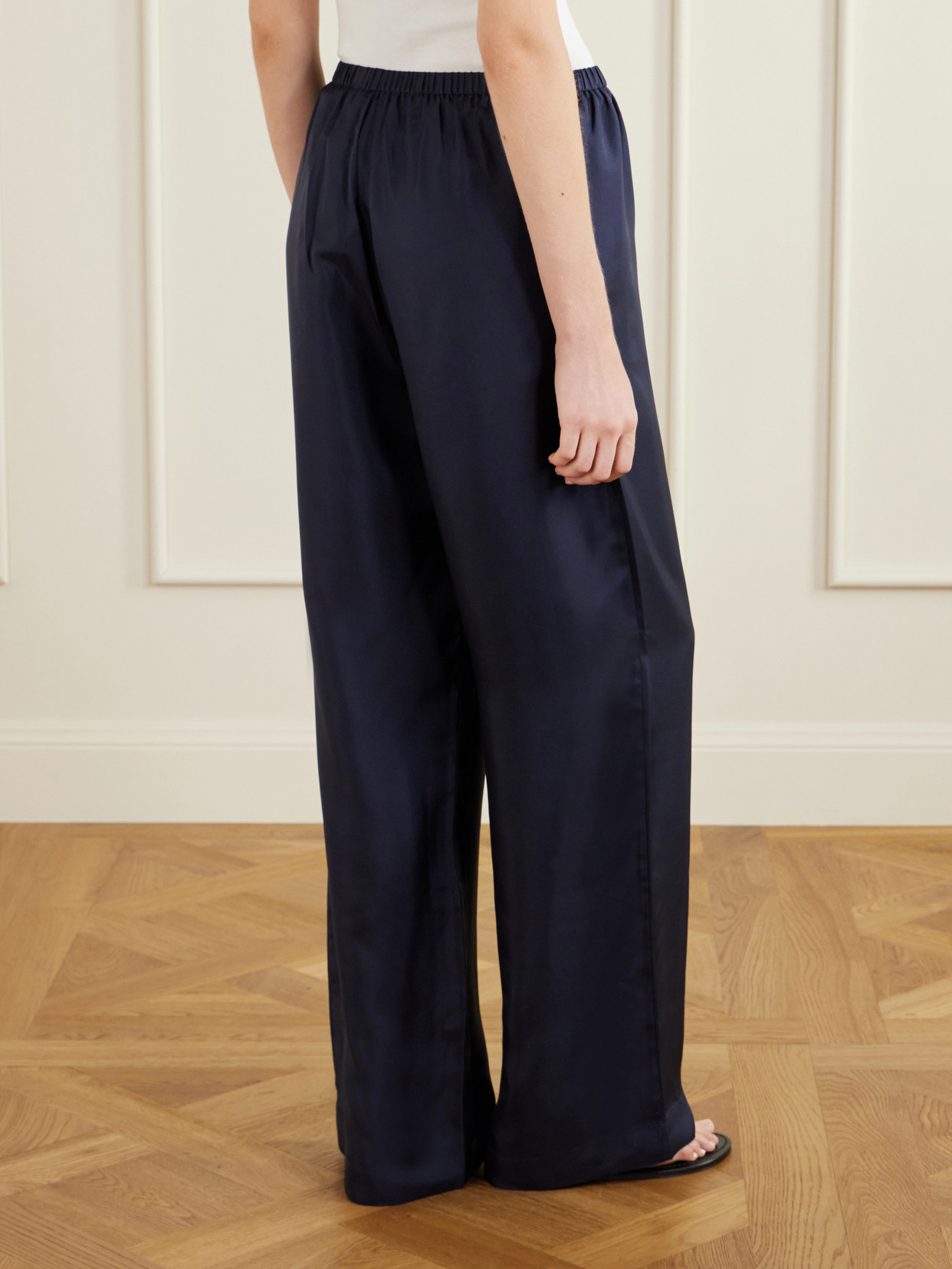 Rohe Silk-satin Wide-leg Pants In Blue