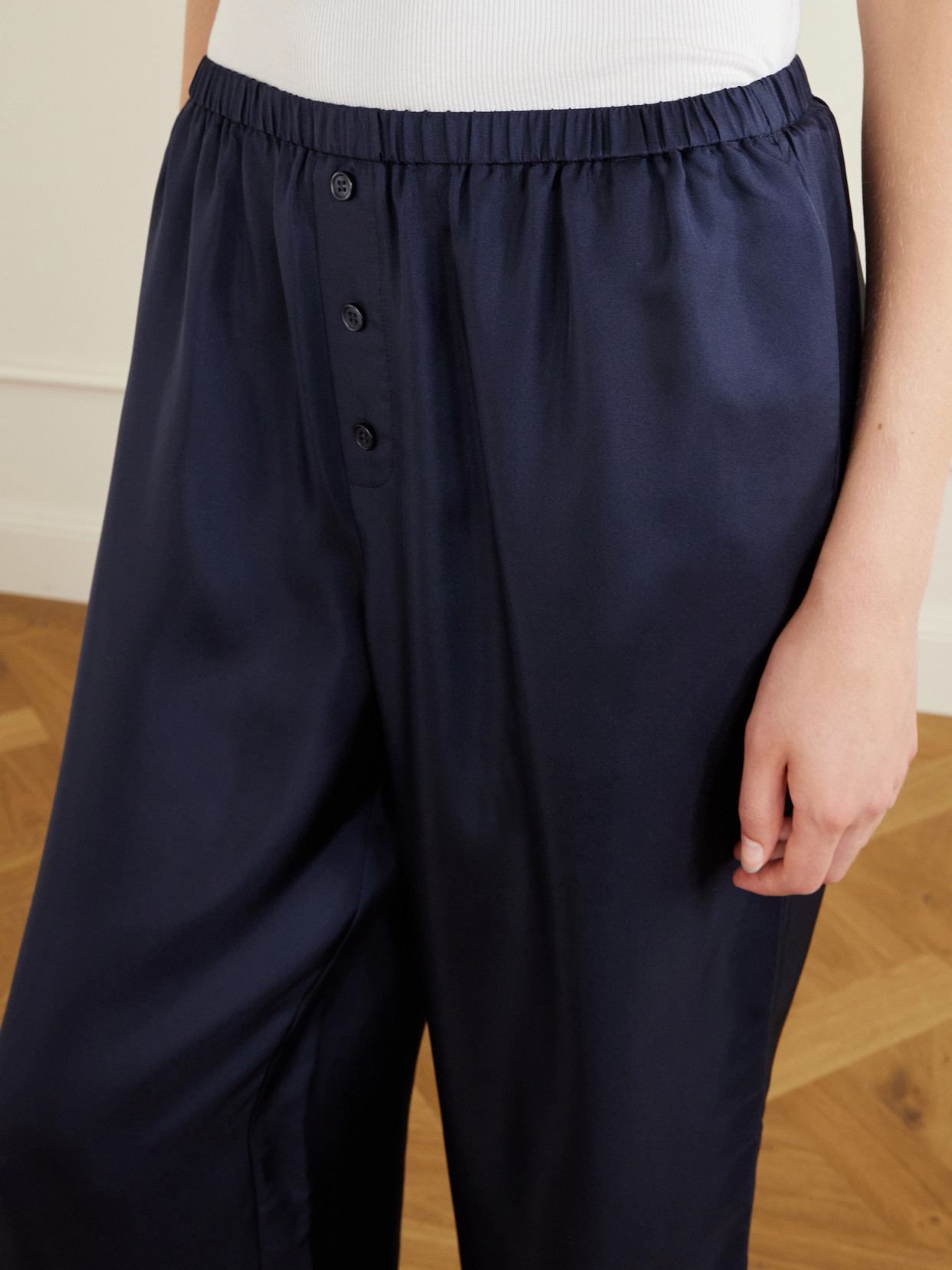 Rohe Silk-satin Wide-leg Pants In Blue