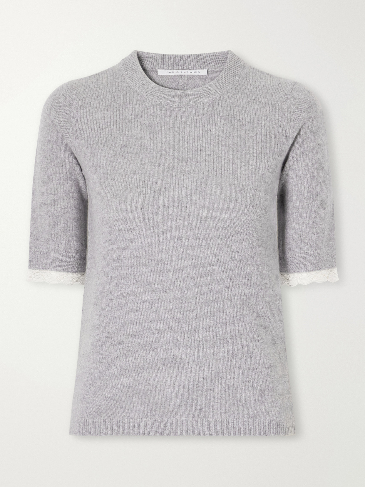 Lace-Trimmed Cashmere And Cotton-Blend T-Shirt