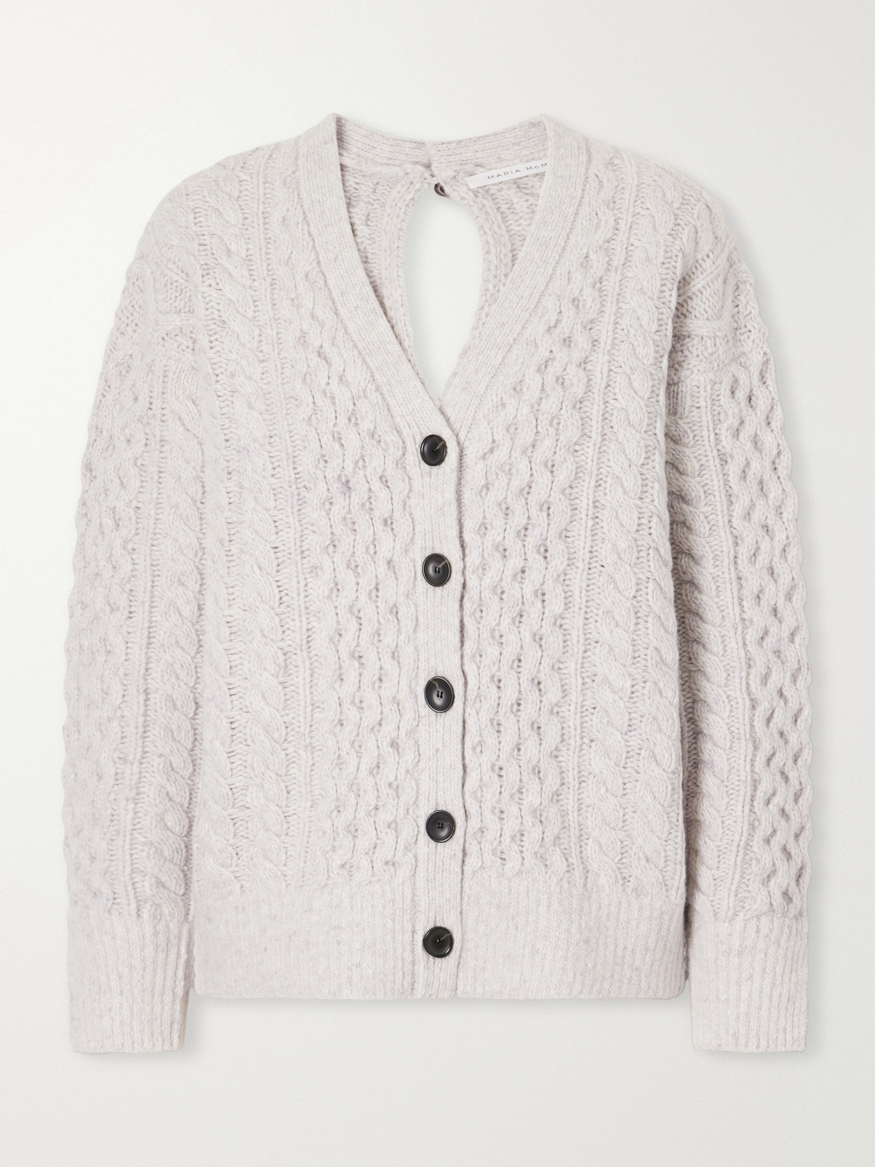 Maria Mcmanus Cable-knit Wool And Cashmere-blend Cardigan In Neutral
