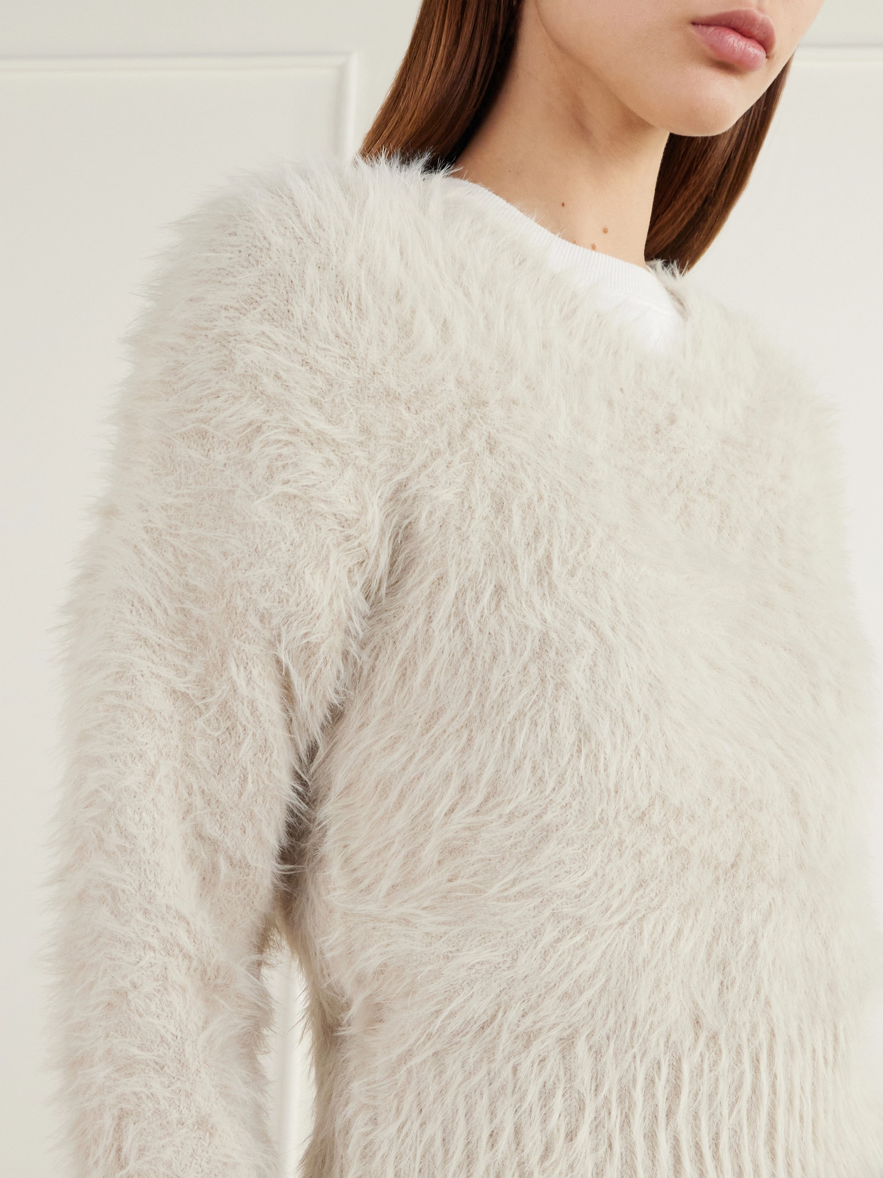 Cropped Brushed Plush Sweater