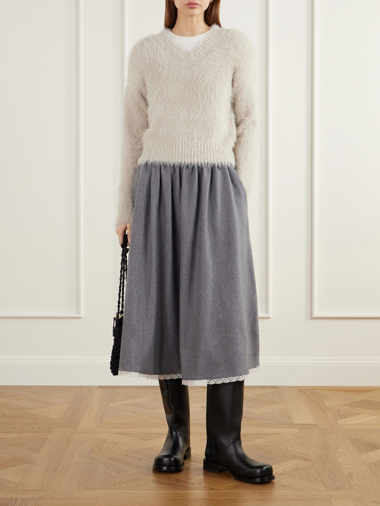 Cropped Brushed Plush Sweater
