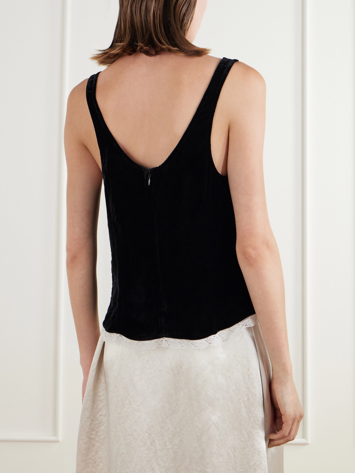 Lace-Trimmed Velvet Cami
