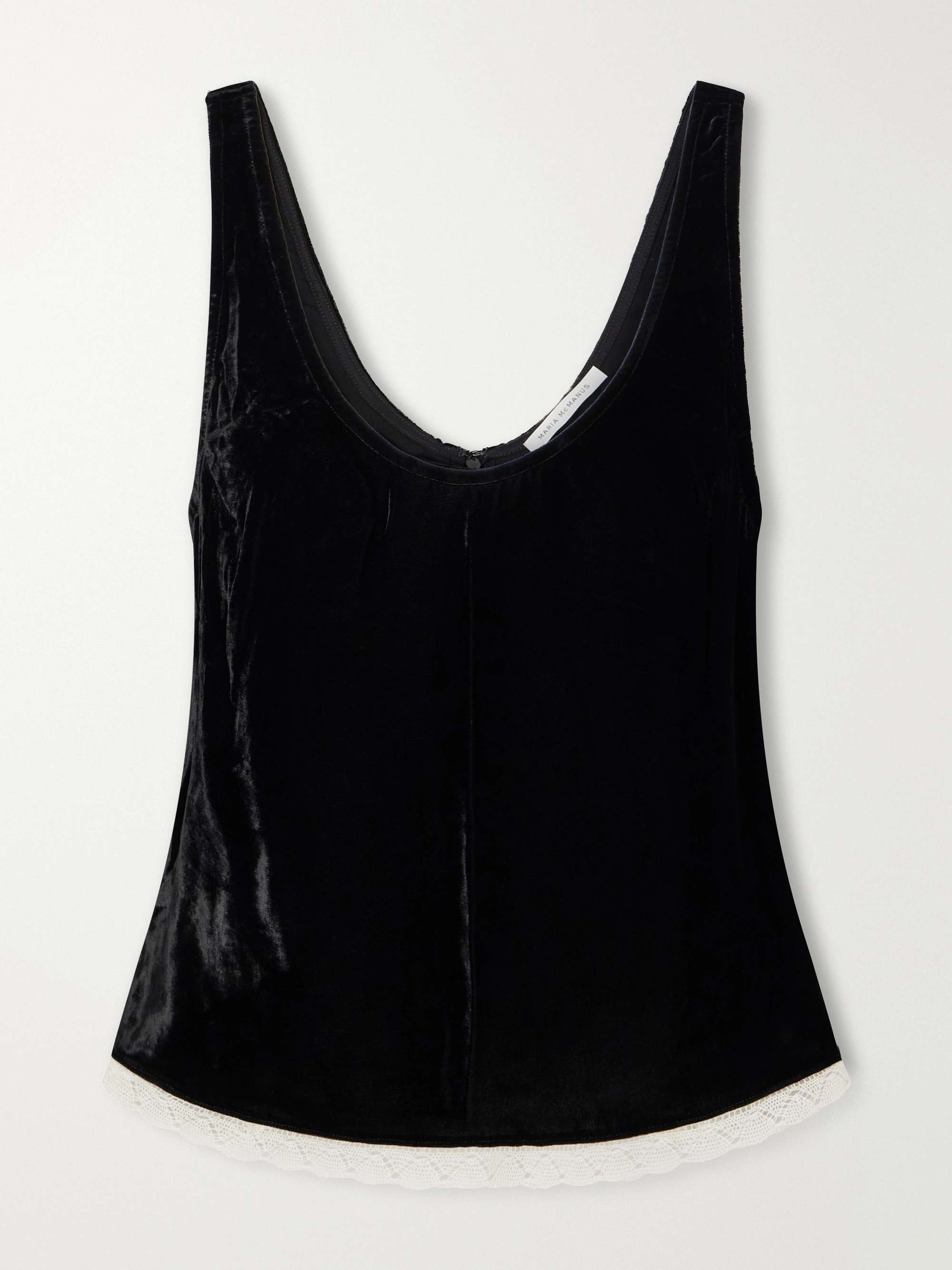 MARIA MCMANUS Lace-trimmed velvet cami | NET-A-PORTER
