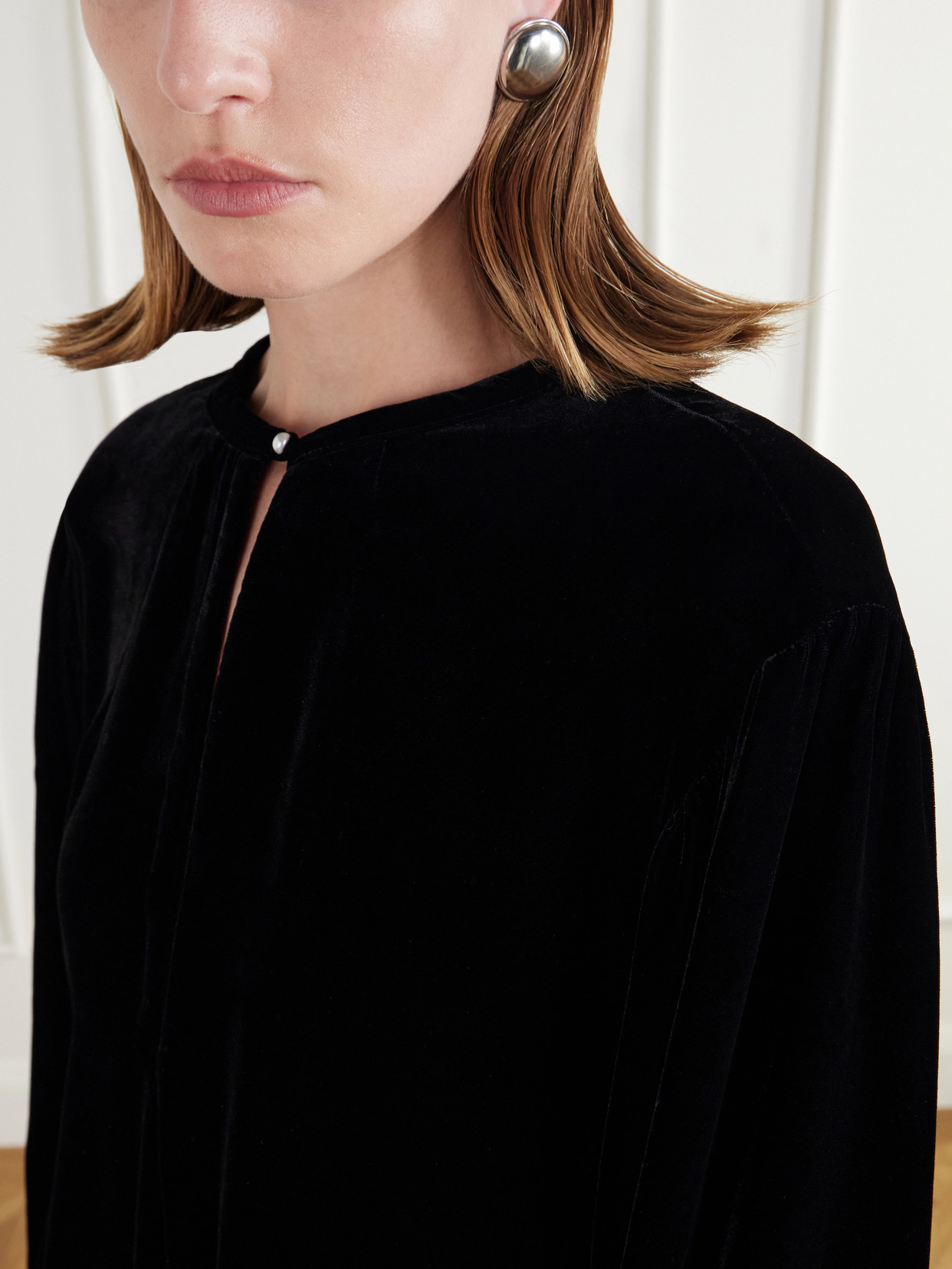 Draped Velvet Blouse