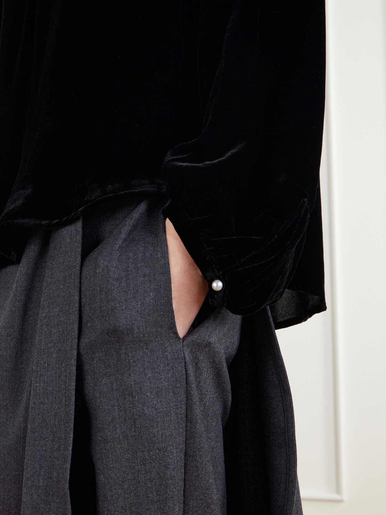 Draped Velvet Blouse