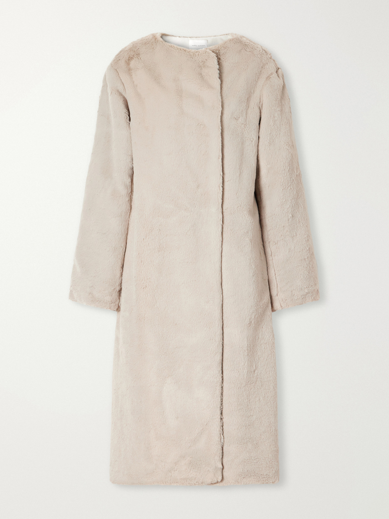 Collarless Plush Coat
