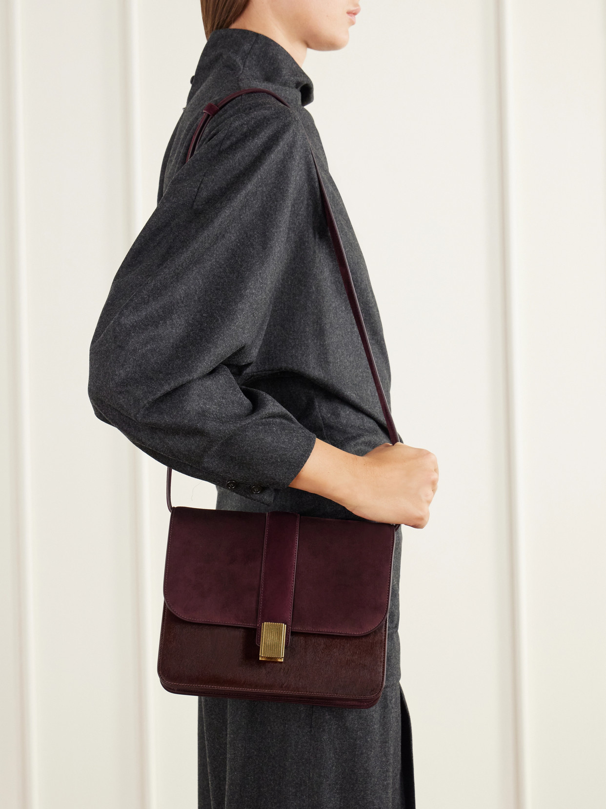 Blake Calf Hair-Trimmed Shoulder Bag