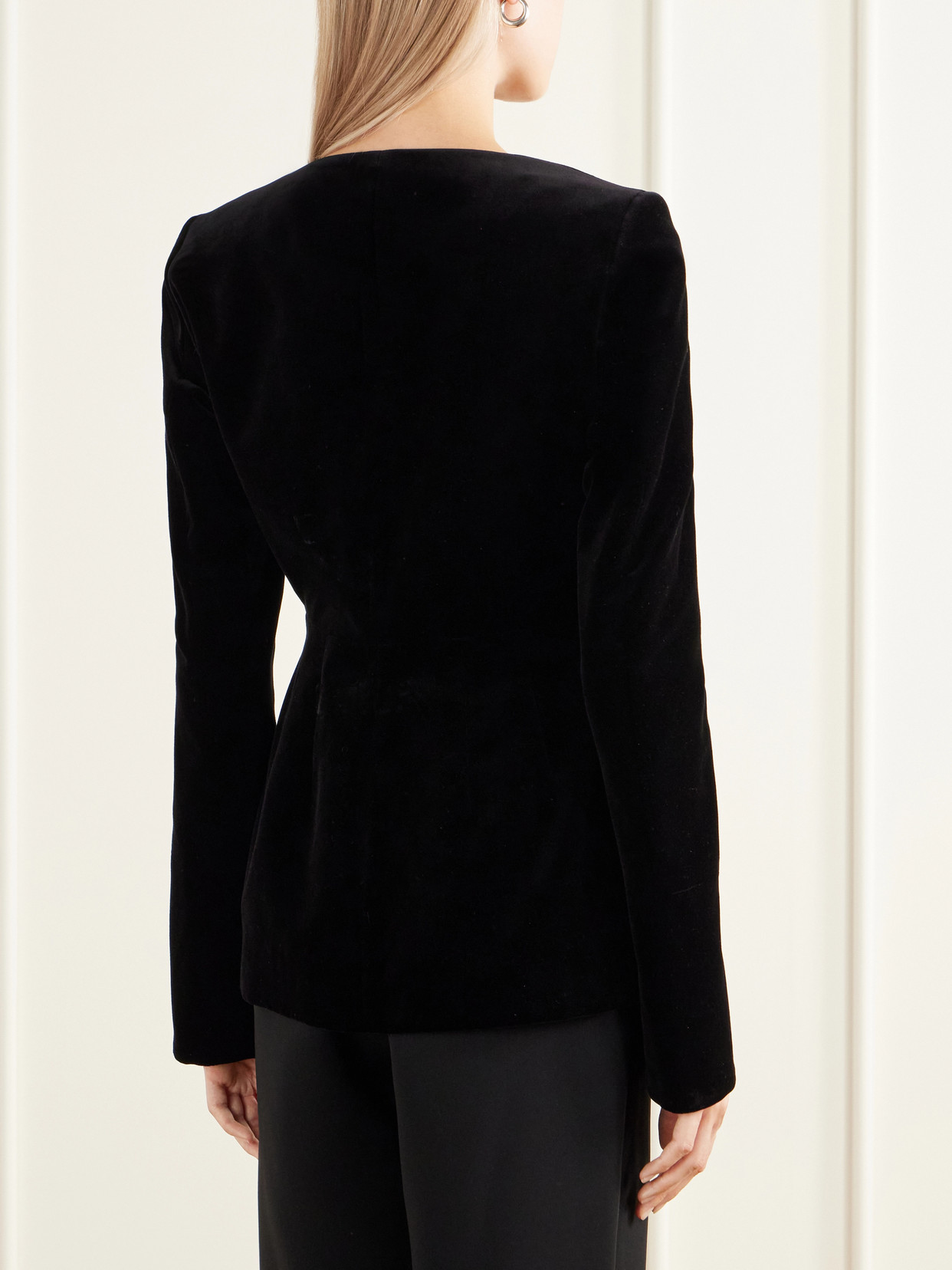Amber Darted Cotton-Velvet Blouse