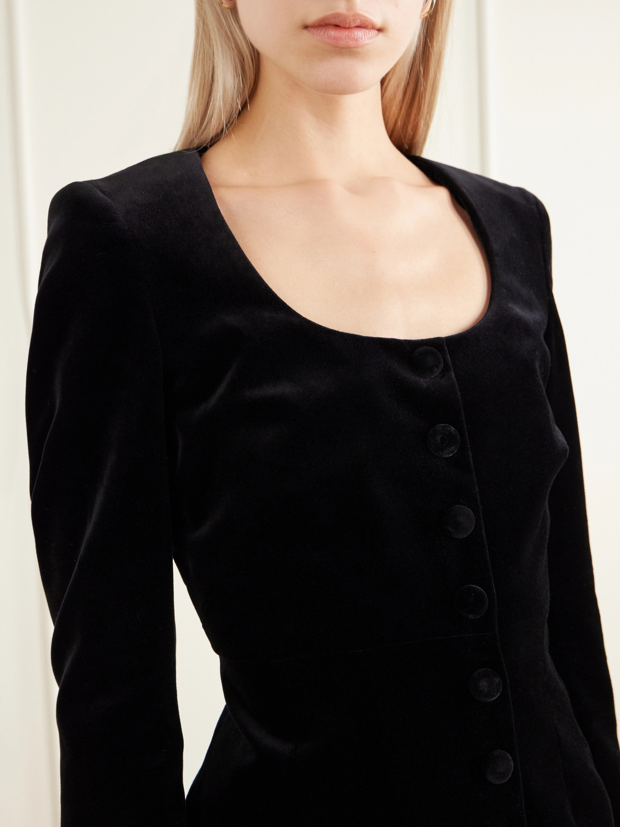 Amber Darted Cotton-Velvet Blouse