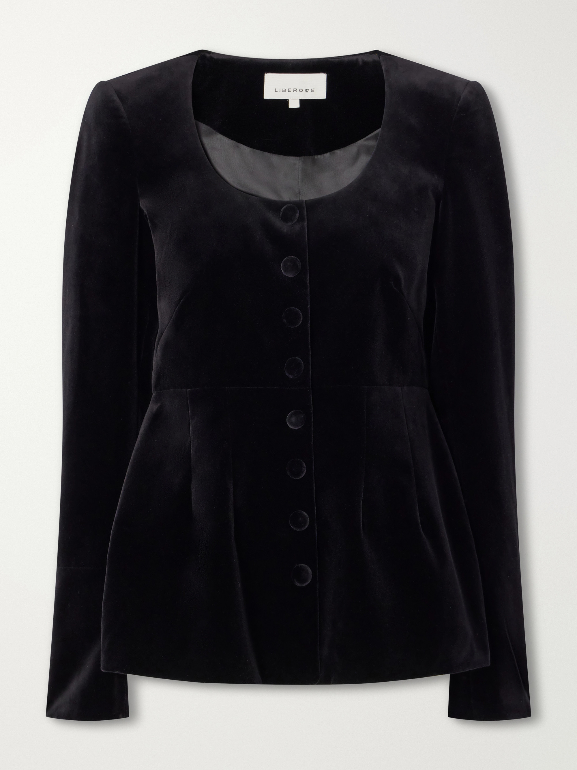 Liberowe Amber darted cotton-velvet blouse