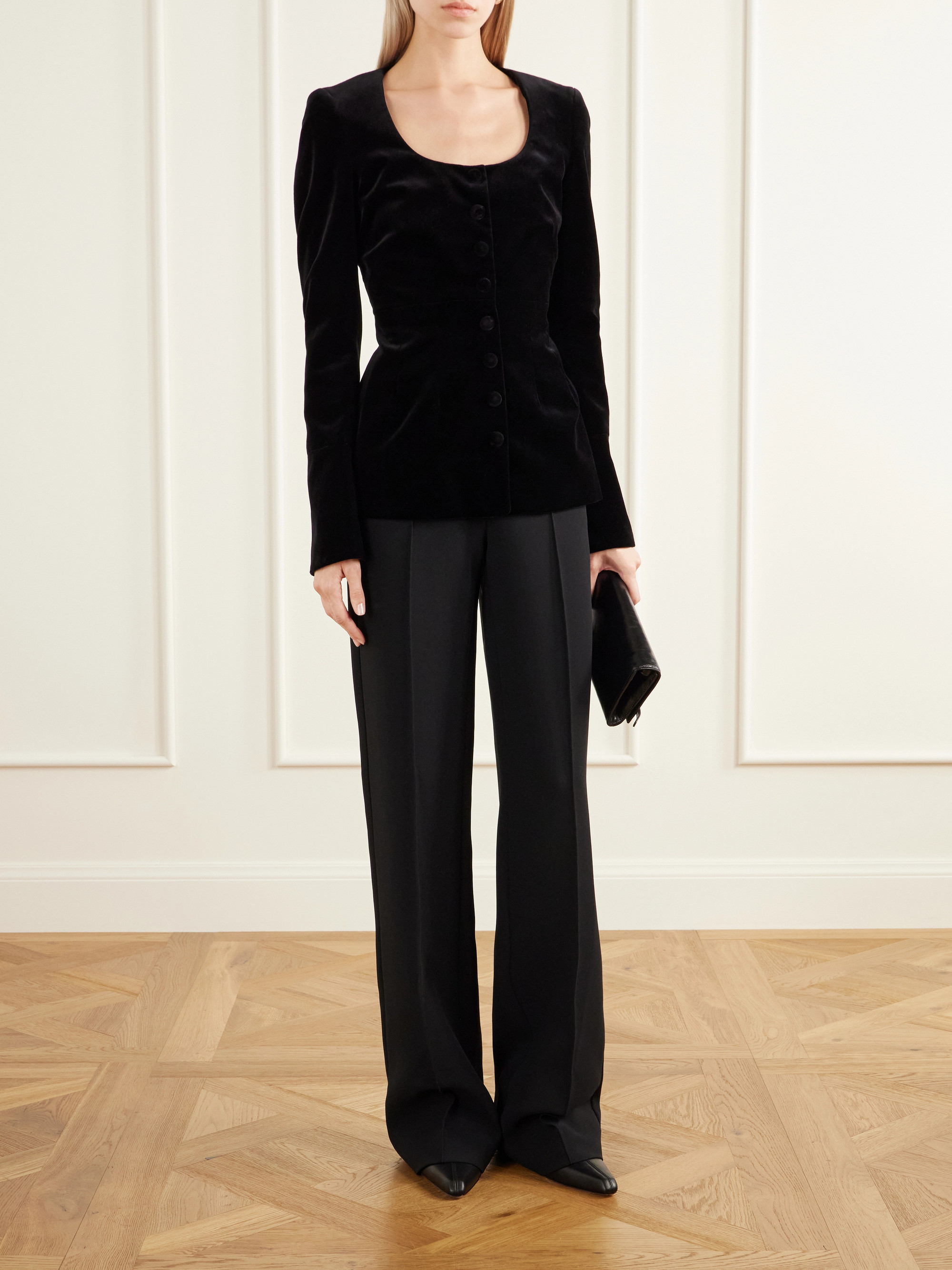 Liberowe Amber darted cotton-velvet blouse