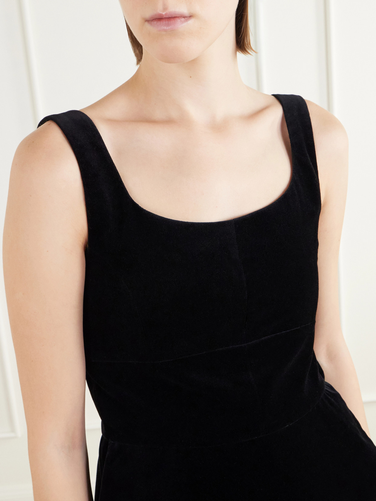Peplum Cotton-Velvet Bustier Top