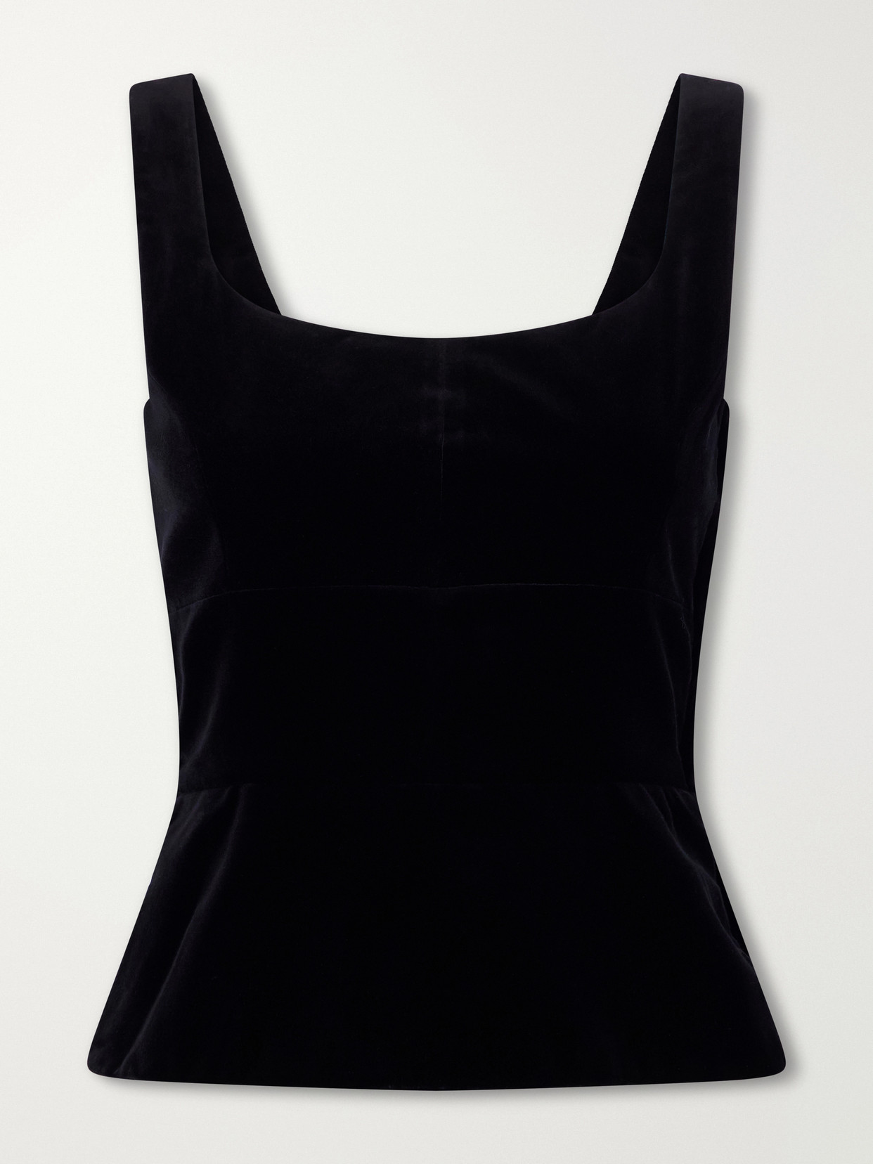 Peplum Cotton-Velvet Bustier Top